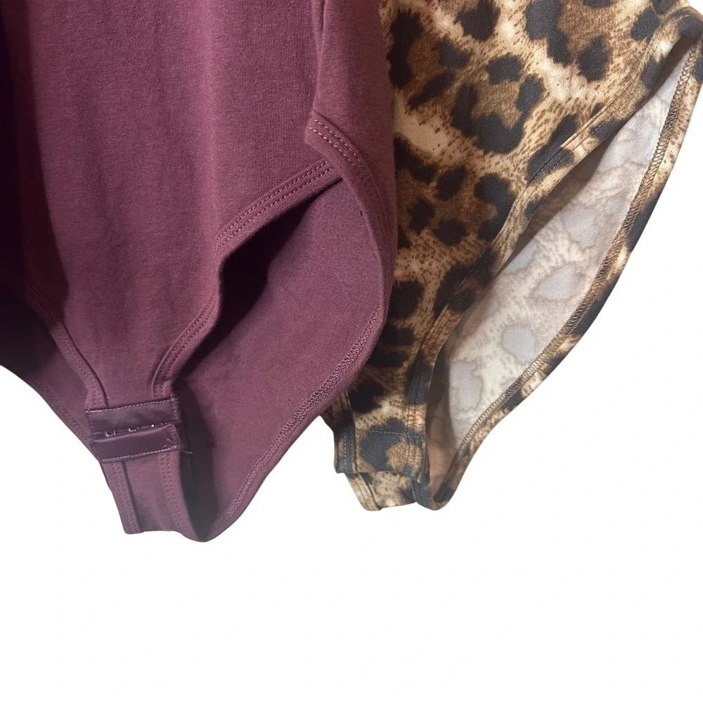 NEW Set of 5 Large Bodysuits Zenana Solid & Leopard Tanks Soft